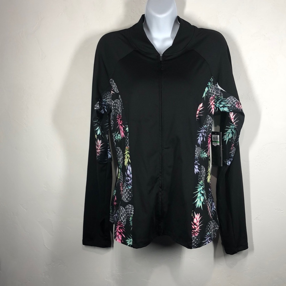 NWT Jessica Simpson black w/pineapples jacket L
